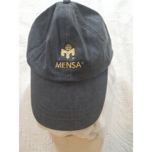 Mensa Adjustable Dad Hat Black Gold Embroidered Logo Strapback Adult
